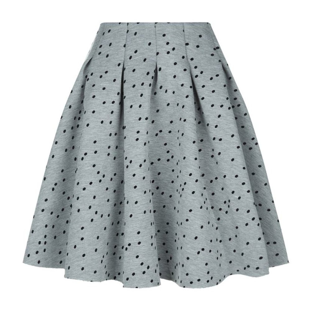 ✨SOLD✨ Maje Grey Scuba Joye Polka Dot Pleated Skirt Sz 36